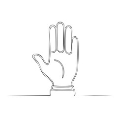 Obraz premium Continuous Line Drawing of Hand Gesture Communication Signal on White Background
