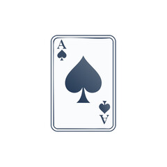 Ace of Spades Playing Card Graphic Isolated on White Background for Game Design