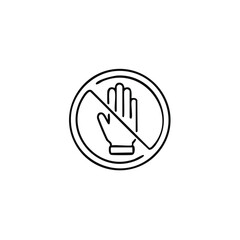 Obraz premium Outline Icon for No Entry or Stop Gesture with Hand Inside a Circle Indicating Prohibition