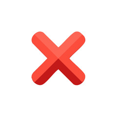 Obraz premium Red X Mark Simple Geometric Symbol 3D Illustration. Error or Delete Icon. Modern Design. Failure or Rejection Concept.
