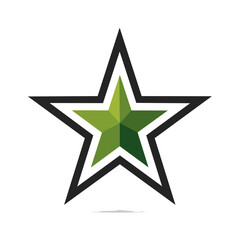 Obraz premium Green Pentagon Star Symbol Design, Vector Shape Icon with Black Outline, Isolated on White