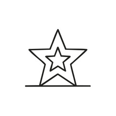 Star icon with inner star and line - outline design for logo, graphic element, vector