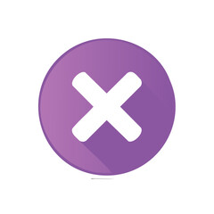Obraz premium White cross symbol inside a purple circle button indicating close or cancel option