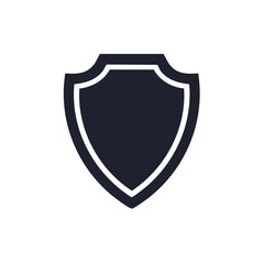 Security shield icon design, vector graphic representation of protection and safety with dark fill and outline