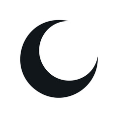 Crescent Moon Shape Isolated in Black and White for Astrological, Spiritual, or Ramadan Theme