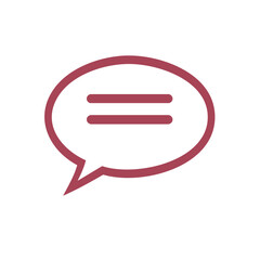 Maroon Oval Speech Bubble With Horizontal Lines for Text; Communication and Chat Illustration