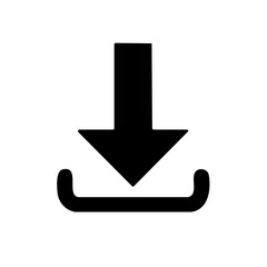 Download Symbol: Black Arrow Pointing Down Into Container, Isolated on White Background, Simple Vector Icon