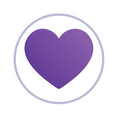 Abstract Purple Gradient Heart Icon in Circle Frame Symbolizing Love and Affection