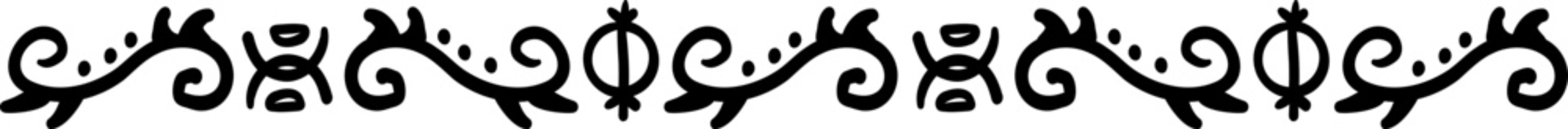 Ethnic tribal border native traditional hand drawn divider, doodle separator. Ancient motif line geometric brush, for frames, design element