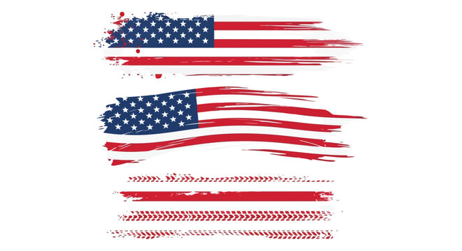 Distressed and torn american flag with stars and stripes in a dynamic, weathered design, isolated on