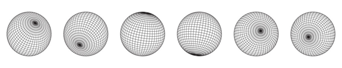 set of sphere wireframe. vector illustration