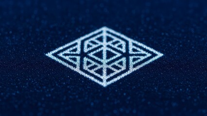 Geometric Abstract Diamond Shape with Intricate Lines on Dark Background.
