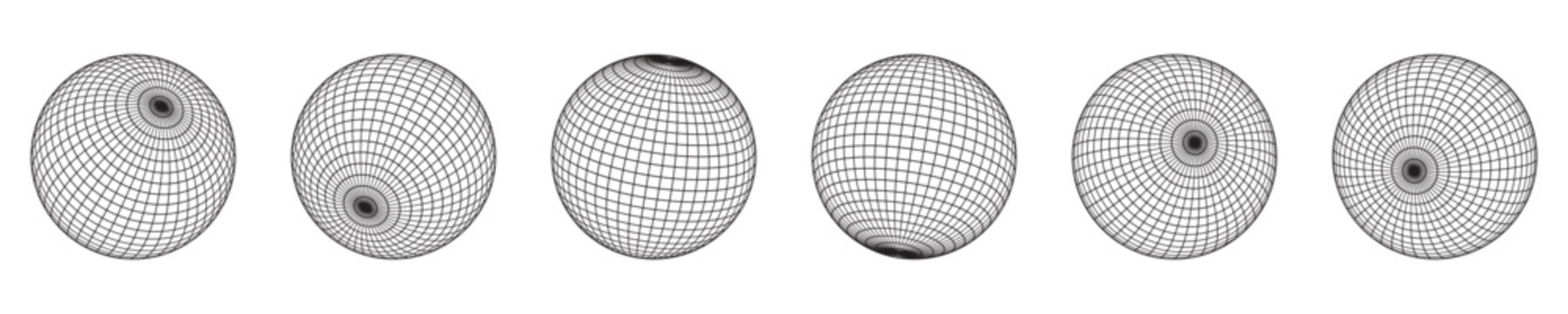 set of sphere wireframe. vector illustration