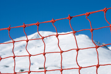 safety red net on ski piste