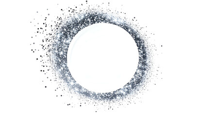 Shimmering, bright ring of sparkling, glittering particles surrounding a white circle