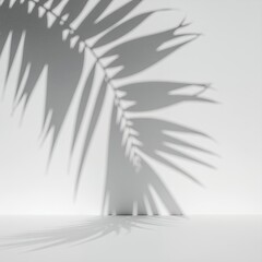 Palm Leaf Shadow on White Wall Minimalist Background.