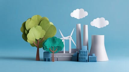 Interlocking gears of industry and nature, powered by a green business plan.