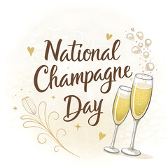 National Champagne Day Celebration, Luxury Champagne Toast Background, Elegant Champagne Glasses Party, Golden Champagne Bubbles Close Up, Festive Champagne Celebration Concept