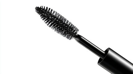 Close-up of a black makeup applicator against a plain white background, highlighting its bristled head and cylindrical handle. The brush appears clean and unused