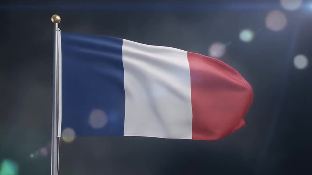 The French Flag Waving Proudly in the Wind.