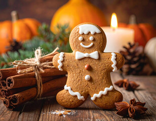 gingerbread cookie with icing, generated image