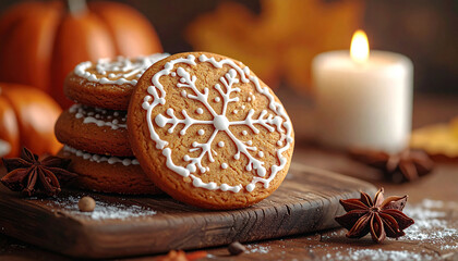 gingerbread cookie with icing, generated image