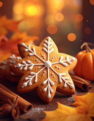 gingerbread cookie with icing, generated image