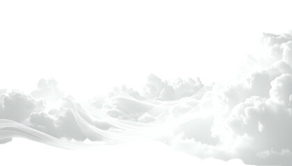 Black void above wispy, bright white clouds flowing across a curved landscape