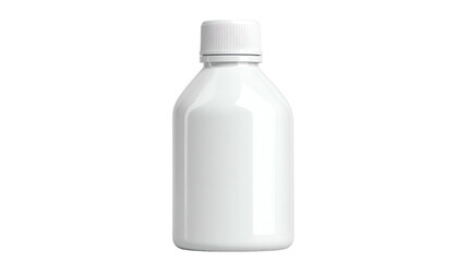 Isolated, white plastic bottle with a white cap, against a solid black background