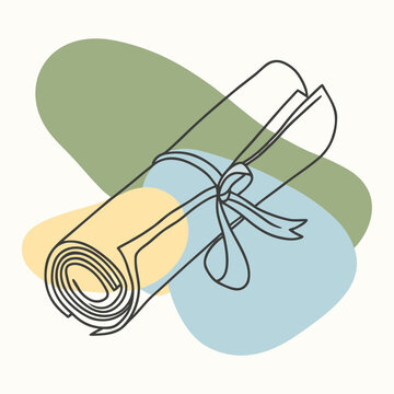 Minimalist Graduation Diploma Roll Icon with Ribbon