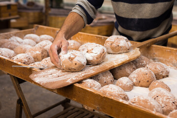bread preparation. loaves of dough before baking