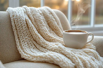 Wrapped in Warmth Beside a Steaming Coffee Mug