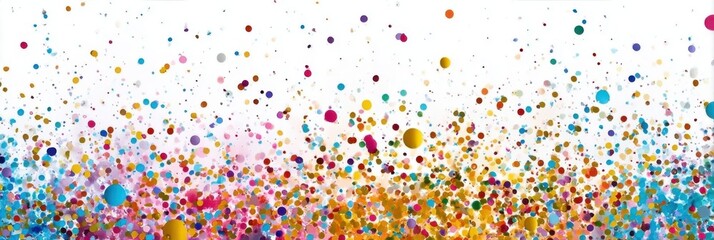 Colorful confetti pattern against white background, suitable for New Year countdowns, graduation parties, or vibrant social media posts.