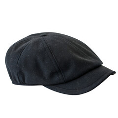 Black wool cap isolated on transparent background