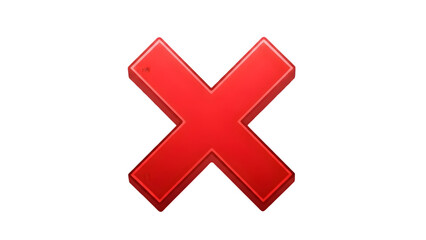 Obraz premium Red X Cross Mark Icon Isolated on Transparent Background