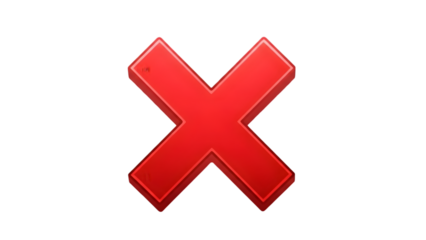 Red X Cross Mark Icon Isolated on Transparent Background