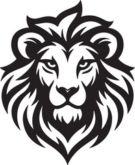 Fototapeta premium A bold black vector illustration of a powerful lion head mascot tattoo icon