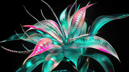 Hyperreal Iridescent Ocean Plant in Refractograph Glow