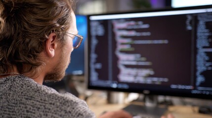 Medium shot of a developer adjusting software settings that improve clarity and intonation in texttospeech systems for various applications.