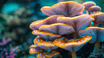 Abstract Kaleidoscopic Art with Psychedelic Mushrooms