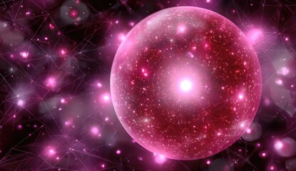 Cosmic sphere, vibrant pink, abstract
