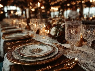 Elegant Holiday Table Setting Close-Up