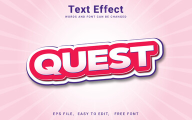 Editable 3d quest text effect vector style in Illustrator