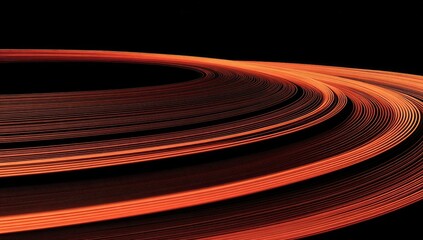 Abstract, swirling, orange ring against black background