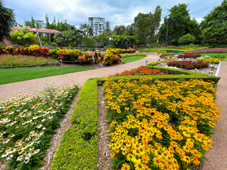 Obraz premium Roma Street Parkland in Brisbane, Australia with Lush Gardens and Colorful Flower Displays