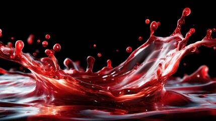 An abstract image showing a dynamic splash of red liquid with incredible details and movement, encapsulating passion and energy in a visually captivating manner.