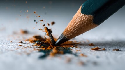 A dynamic close-up image of a sharpened pencil creating an explosion of colored shavings, showcasing the beauty and artistry found in simple tools of creativity.
