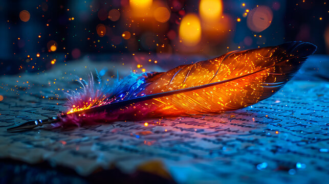 Writing with a Phoenix Feather in Flames