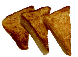 Isolated Toasted cheese with grill marks cut in half triangle 