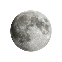 Fototapeta premium full moon with detailed craters over an isolated transparent background
